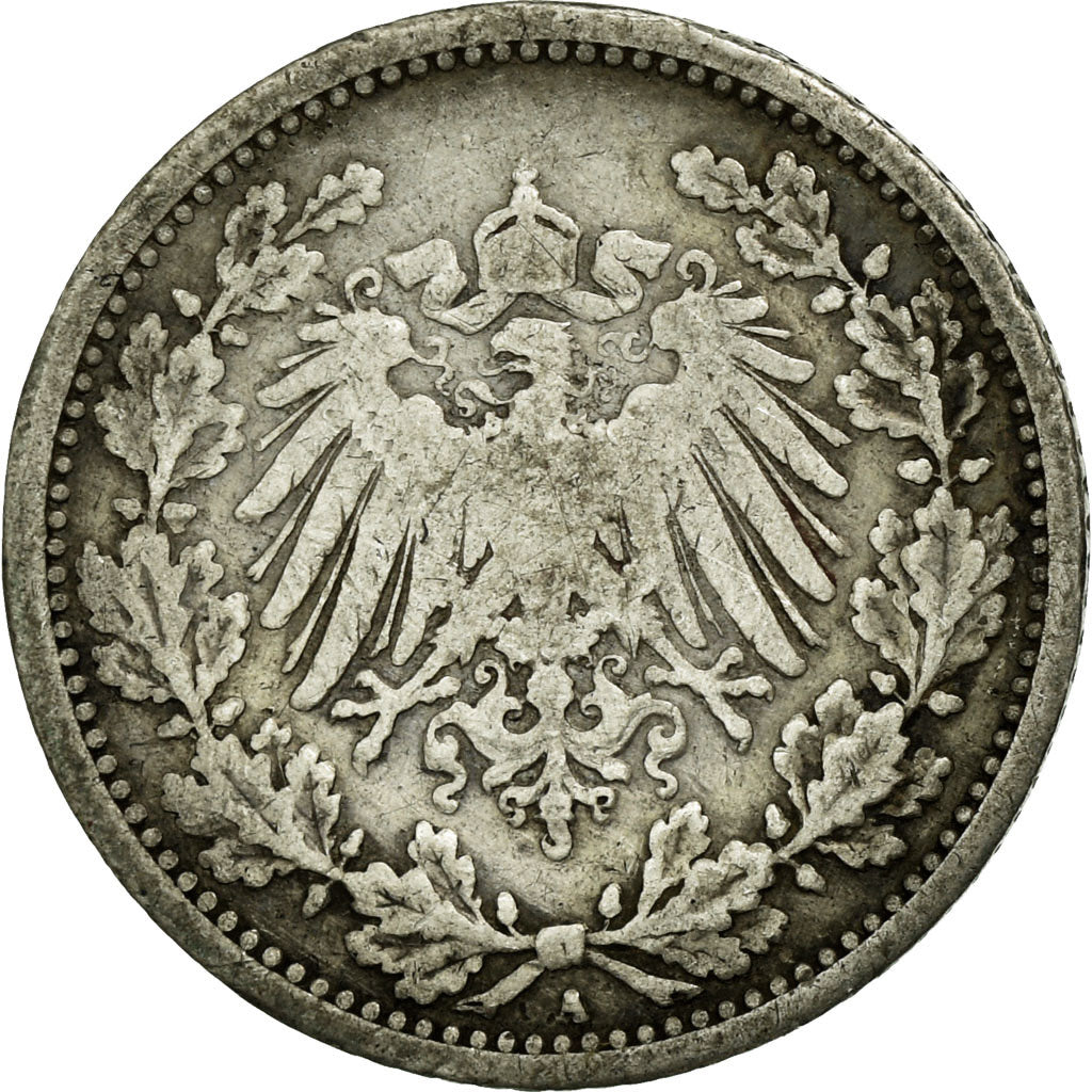 Moneta, NIEMCY - IMPERIUM, 1/2 Mark, 1905, Berlin, VF(30-35), Srebro, KM:17