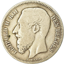 Moneta, Belgia, Leopold II, 2 Francs, 2 Frank, 1867, VF(20-25), Srebro, KM:30.1
