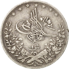 Egypt, Abdul Hamid II, Qirsh, 1884, Misr, AU(50-53), Silver, KM:292