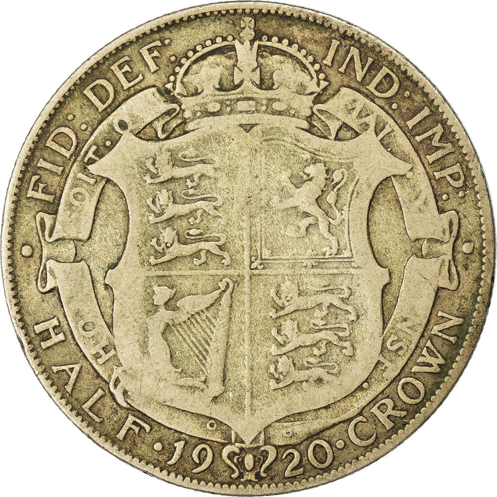 Coin, Great Britain, George V, 1/2 Crown, 1920, VF(20-25), Silver, KM:818.1a