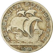 Coin, Portugal, 10 Escudos, 1954, VF(30-35), Silver, KM:586