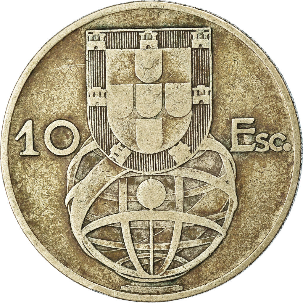 Coin, Portugal, 10 Escudos, 1954, VF(30-35), Silver, KM:586