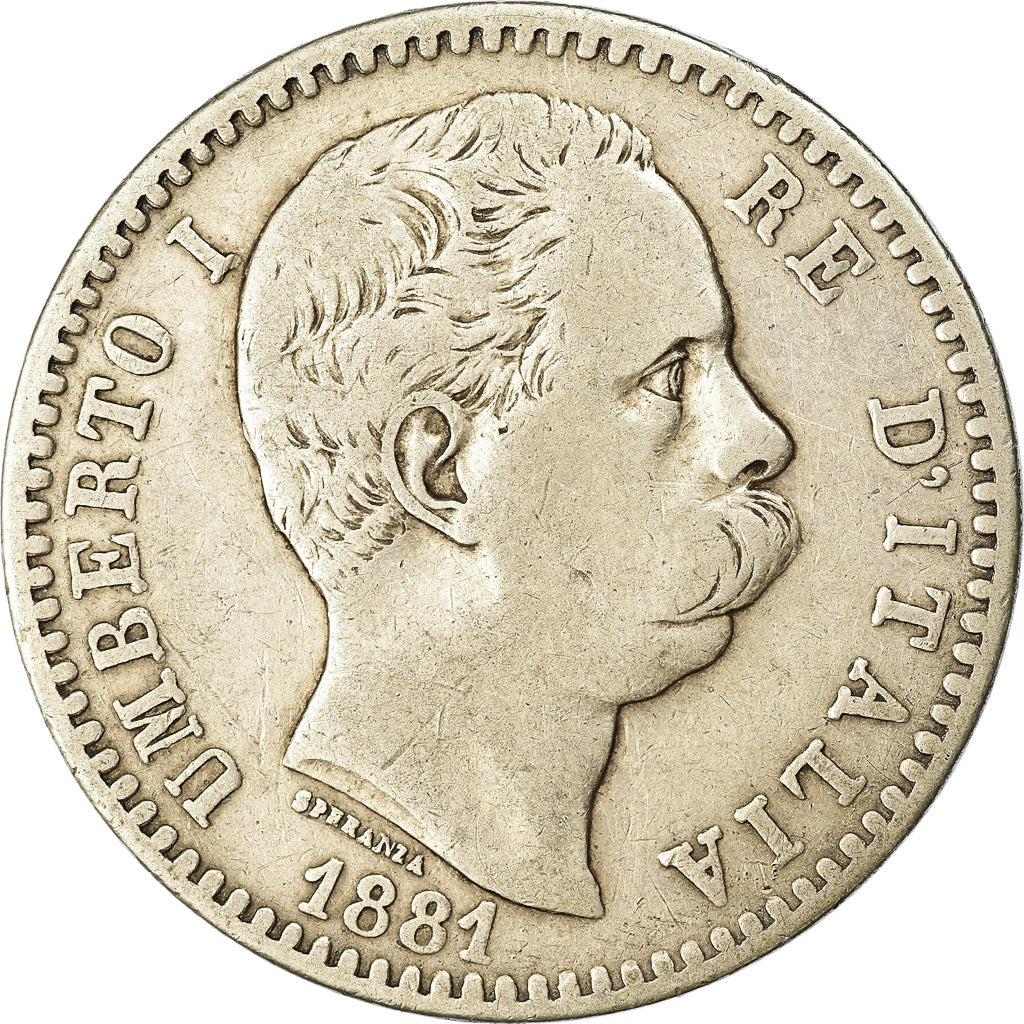 Coin, Italy, Umberto I, 2 Lire, 1881, Rome, VF(30-35), Silver, KM:23