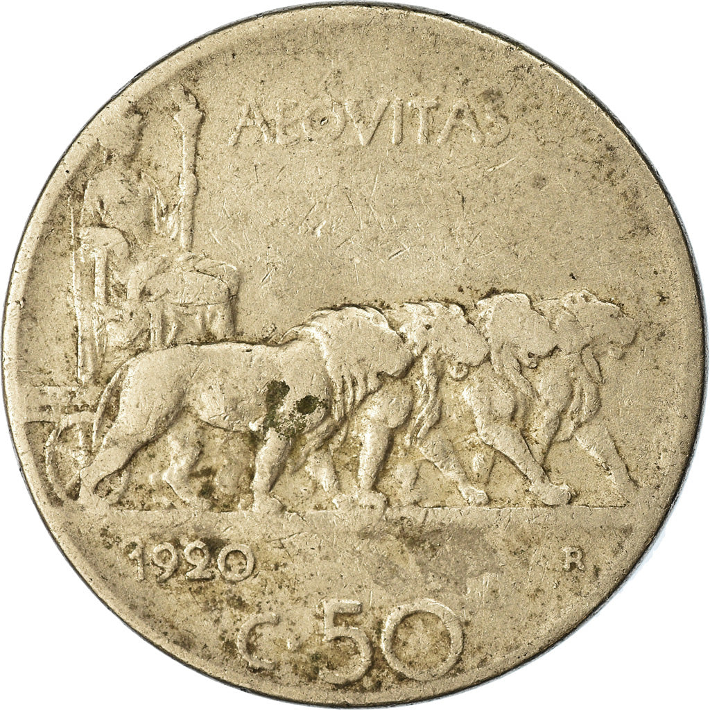 Moeda, Itália, Vittorio Emanuele III, 50 Centesimi, 1920, Rome, VF(20-25)