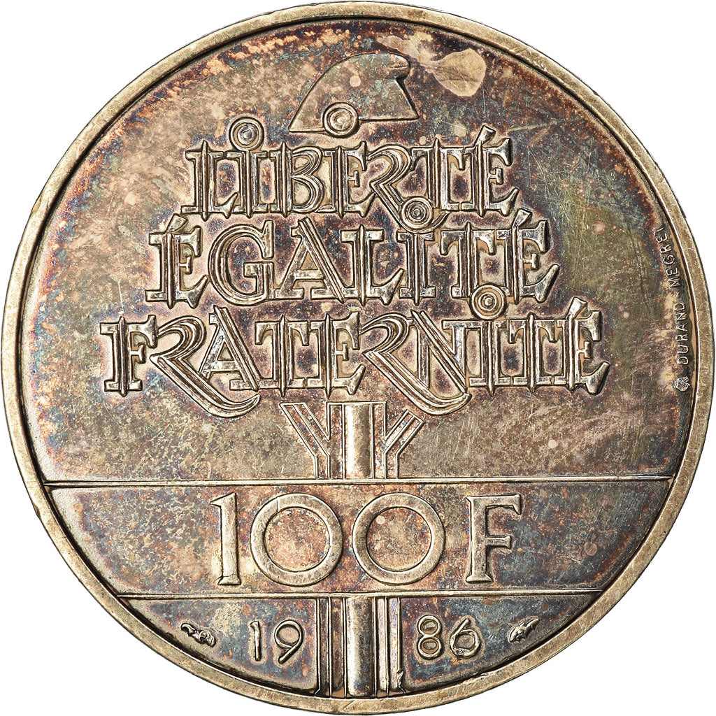 Coin, France, Statue de la Liberté, 100 Francs, 1986, AU(50-53), Silver