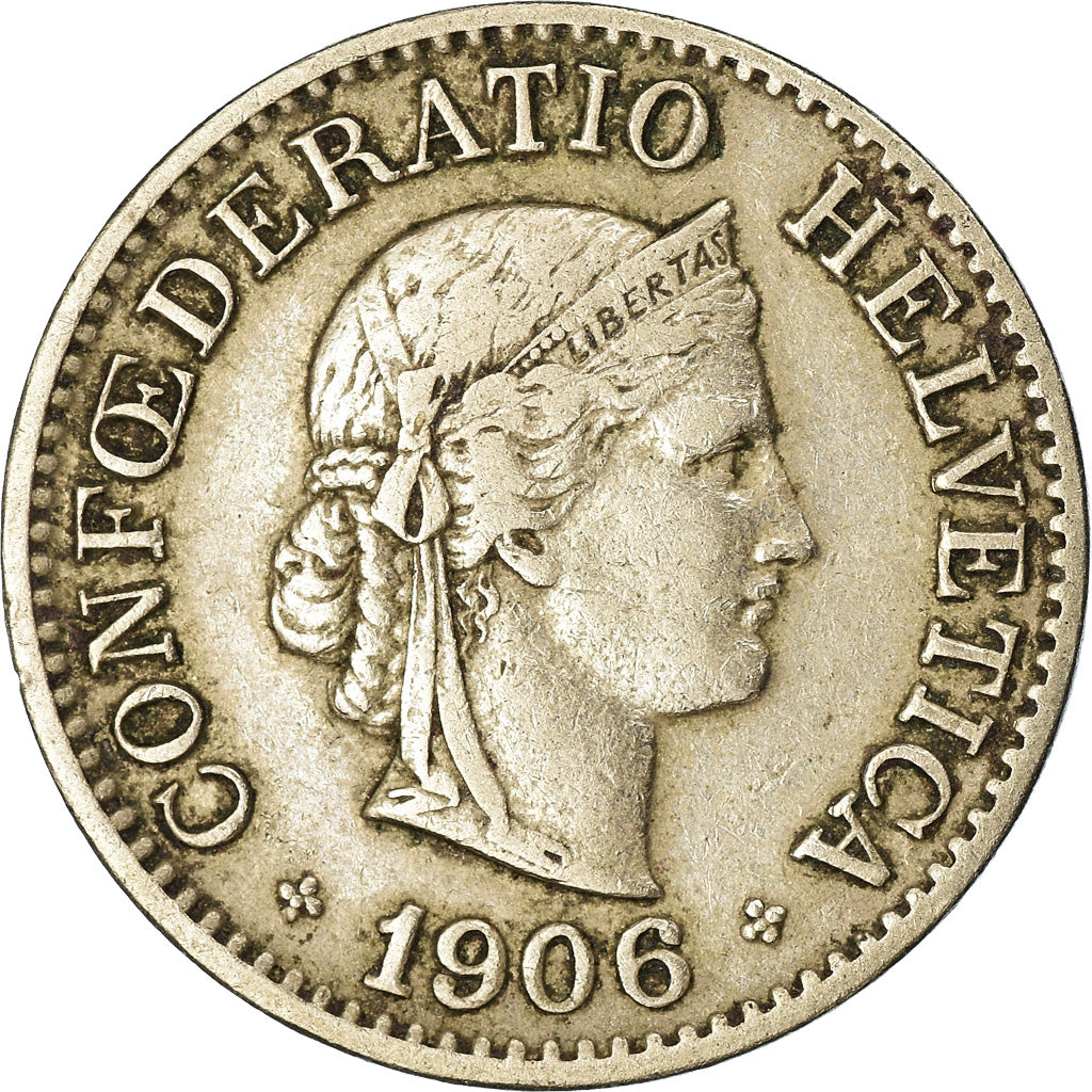 Moneta, Svizzera, 10 Rappen, 1906, Bern, BB, Rame-nichel, KM:27
