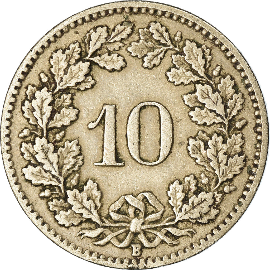 Moneta, Svizzera, 10 Rappen, 1906, Bern, BB, Rame-nichel, KM:27