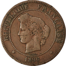 Munten, Frankrijk, Cérès, 5 Centimes, 1896, Paris, ZG+, Bronze, KM:821.1