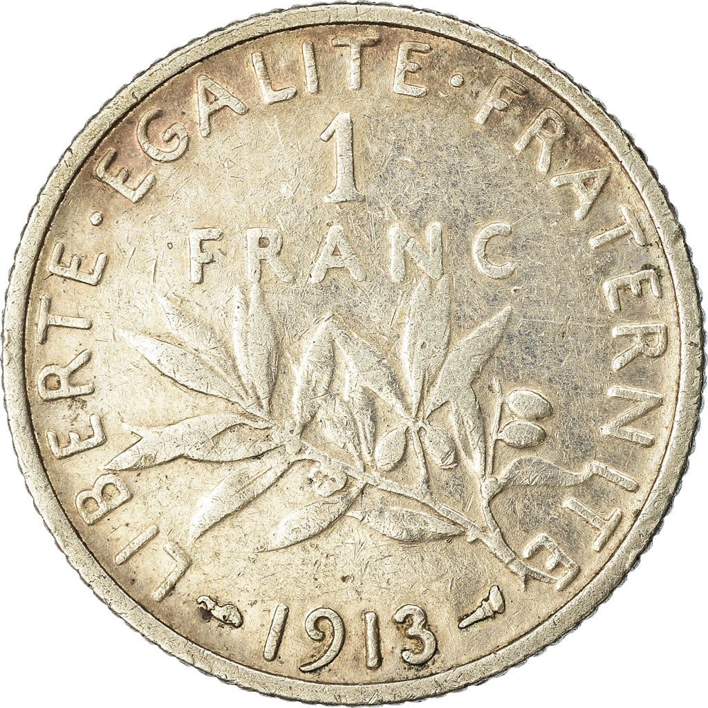 Coin, France, Semeuse, Franc, 1913, Paris, VF(30-35), Silver, KM:844.1
