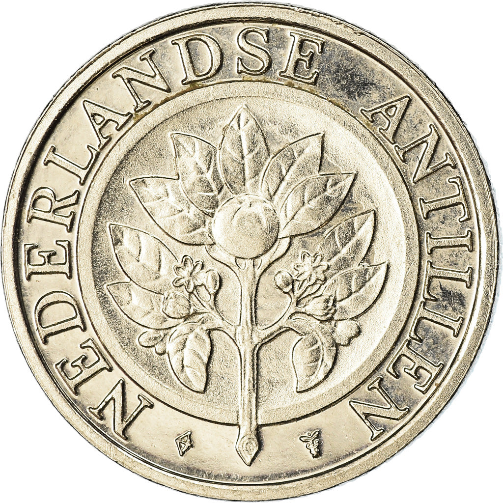 Coin, Netherlands Antilles, Beatrix, 25 Cents, 1997, AU(50-53), Nickel Bonded