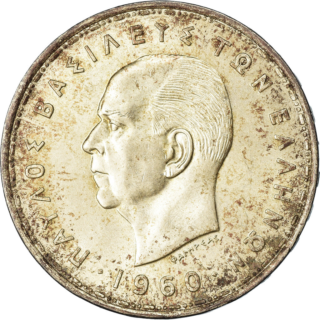 Coin, Greece, Paul I, 20 Drachmai, 1960, EF(40-45), Silver, KM:85