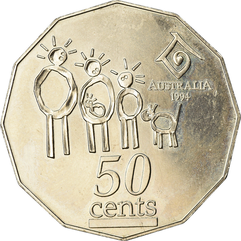 Coin, Australia, Elizabeth II, 50 Cents, 1994, AU(50-53), Copper-nickel, KM:257