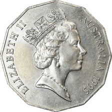 Moeda, Austrália, Elizabeth II, 50 Cents, 1995, AU(50-53), Cobre-níquel