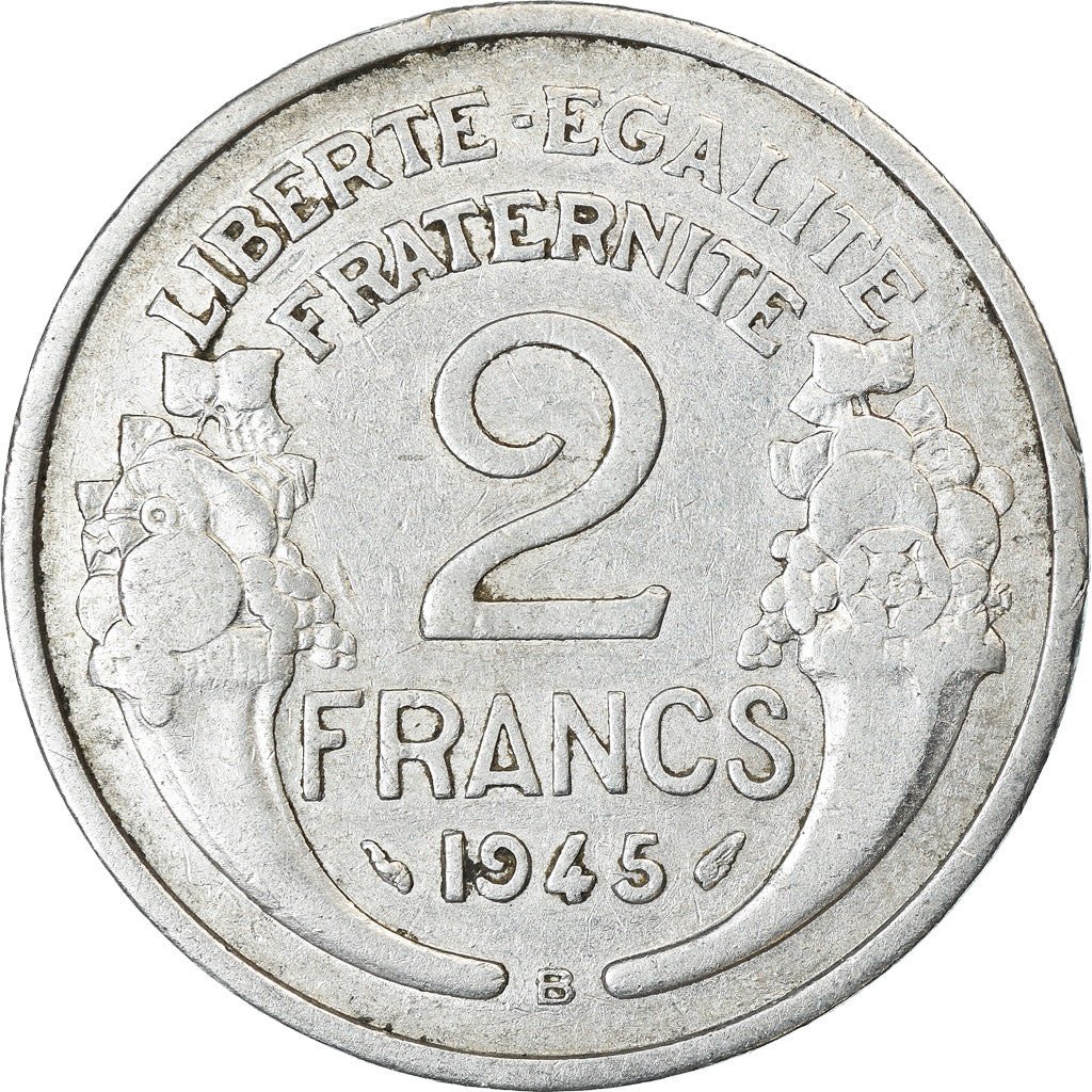 Coin, France, Morlon, 2 Francs, 1945, Beaumont - Le Roger, VF(30-35), Aluminum