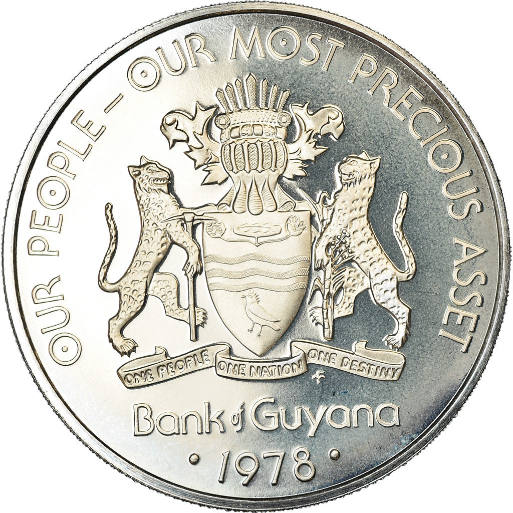 Coin, Guyana, Dollar, 1978, Franklin Mint, BE, MS(65-70), Copper-nickel, KM:42
