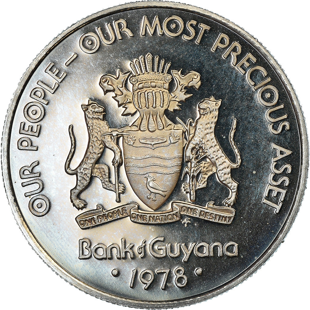 Moneta, Guyana, 25 Cents, 1978, Franklin Mint, BE, FDC, Rame-nichel, KM:40