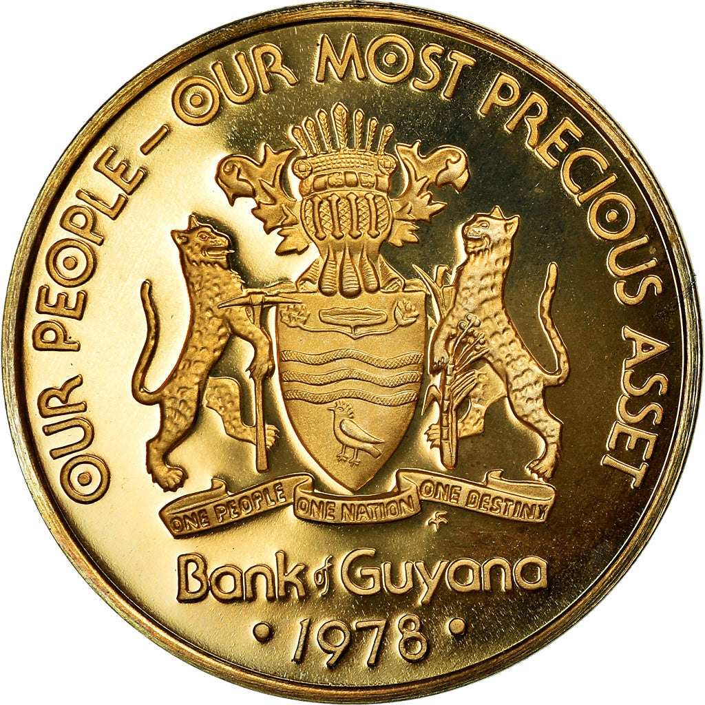 Coin, Guyana, 5 Cents, 1978, Franklin Mint, BE, MS(65-70), Nickel-brass, KM:38