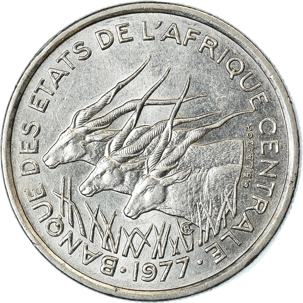 Coin, Central African States, 50 Francs, 1977, Paris, EF(40-45), Nickel, KM:11