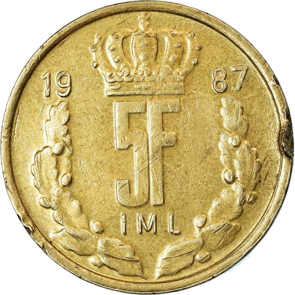 Moneda, Luxemburgo, Jean, 5 Francs, 1987, MBC, Aluminio - bronce, KM:60.2