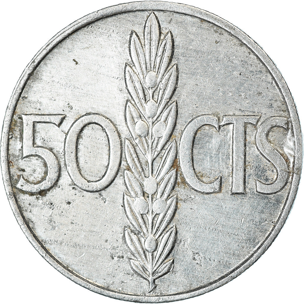 Coin, Spain, Francisco Franco, caudillo, 50 Centimos, 1970, EF(40-45), Aluminum