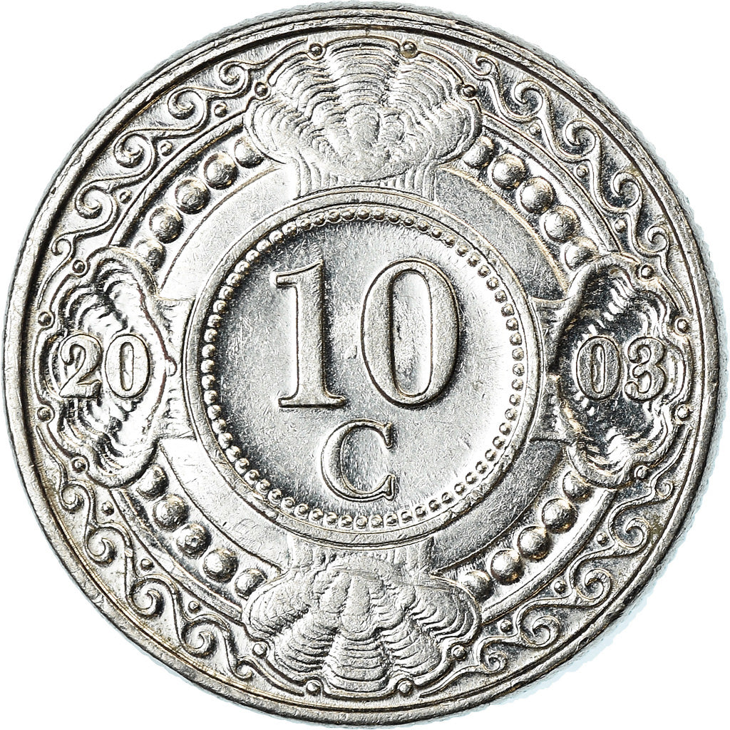 Coin, Netherlands Antilles, Beatrix, 10 Cents, 2003, AU(55-58), Nickel Bonded