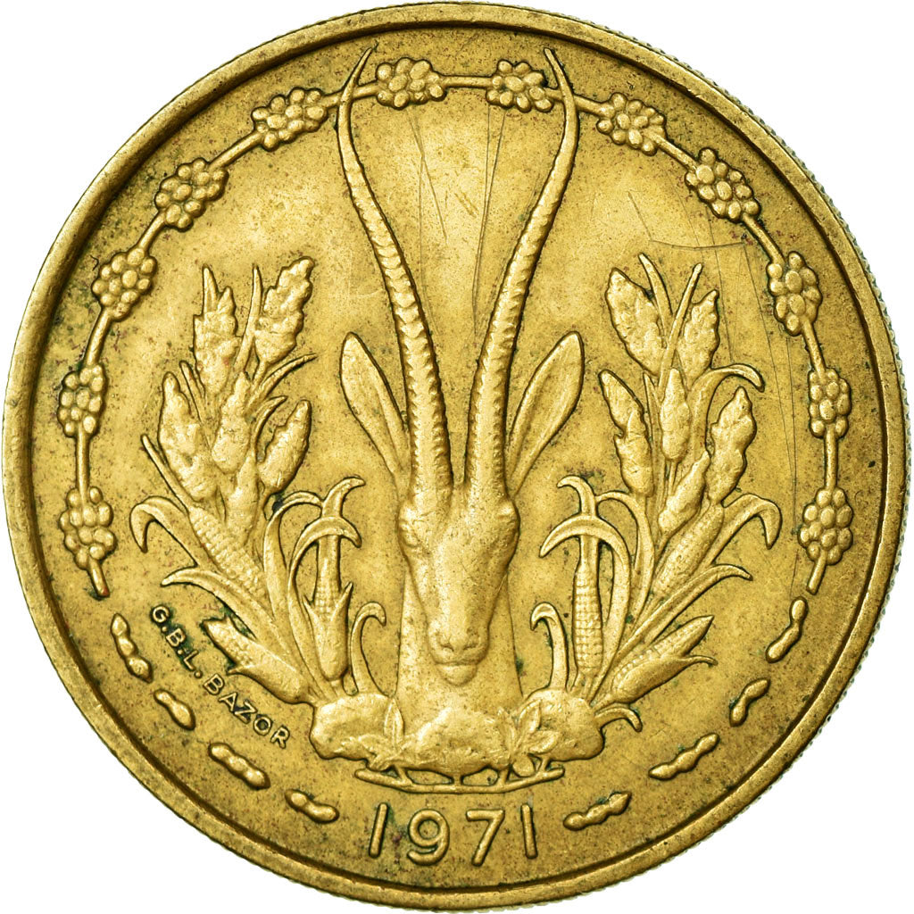 Coin, West African States, 25 Francs, 1971, EF(40-45), Aluminum-Bronze, KM:5