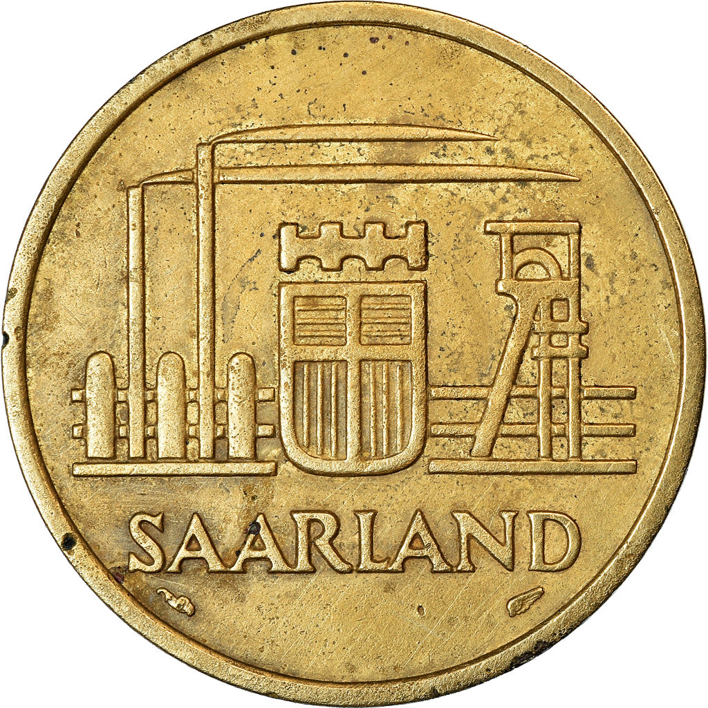 Coin, SAARLAND, 50 Franken, 1954, Paris, VF(30-35), Aluminum-Bronze, KM:3