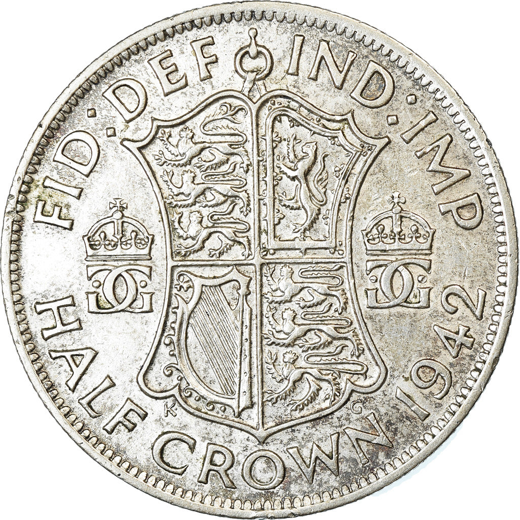 Coin, Great Britain, George VI, 1/2 Crown, 1942, EF(40-45), Silver, KM:856