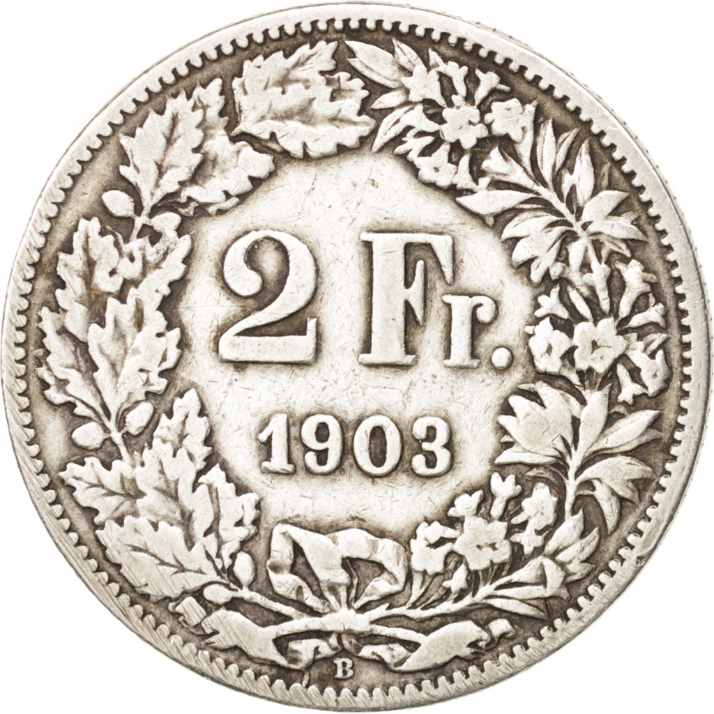 Svizzera, 2 Francs, 1903, Bern, MB, Argento, KM:21