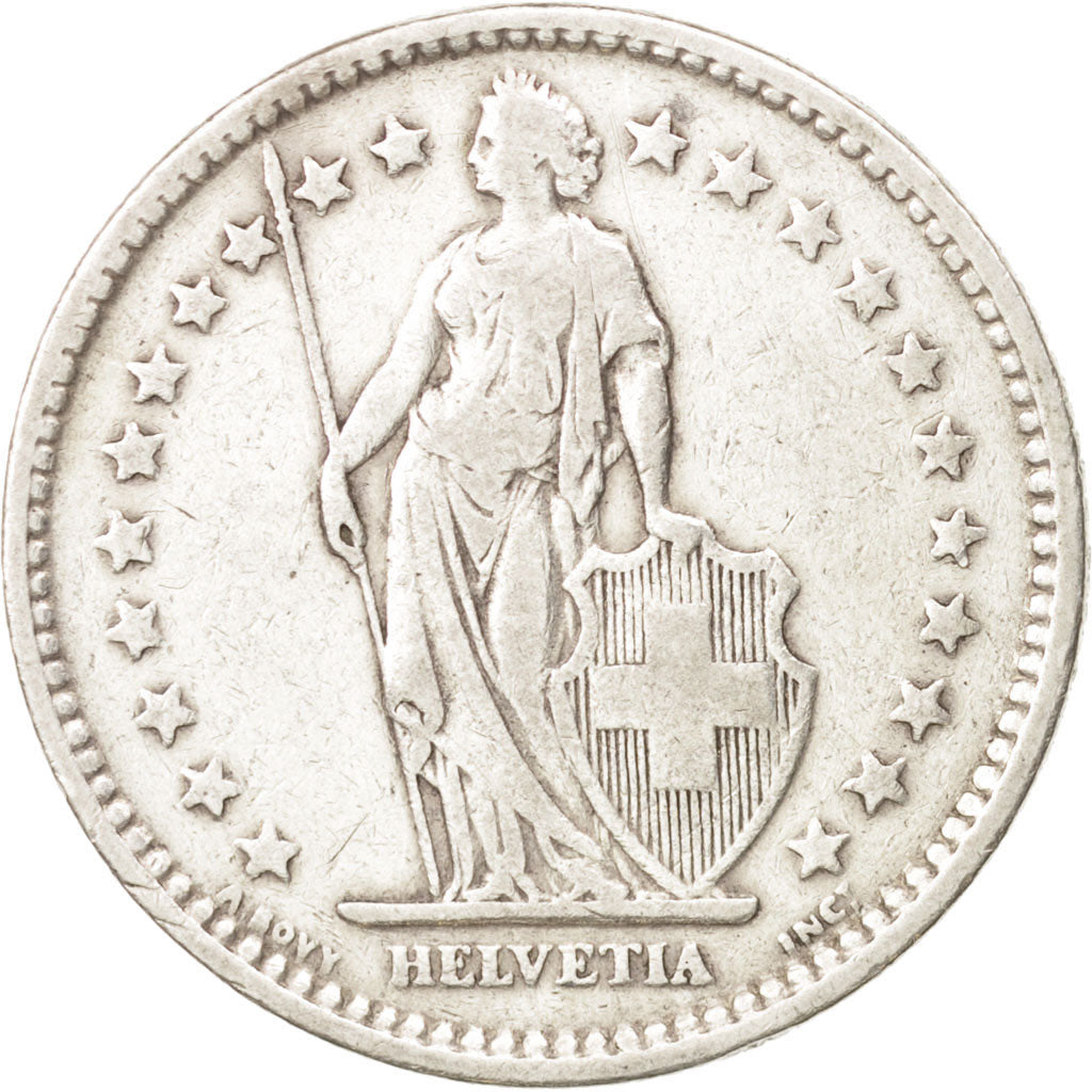 Switzerland, 2 Francs, 1909, Bern, VF(30-35), Silver, KM:21