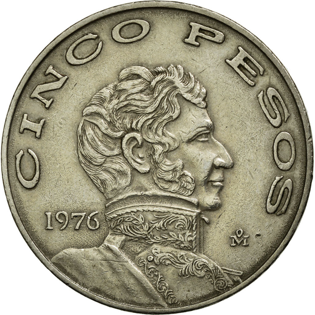 Moneda, México, 5 Pesos, 1976, Mexico City, MBC, Cobre - níquel, KM:472