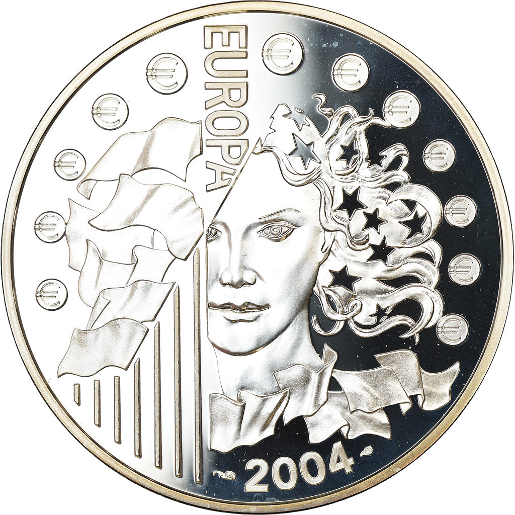 France, 1-1/2 Euro, European Union Expansion, 2004, BE, MS(65-70), Silver