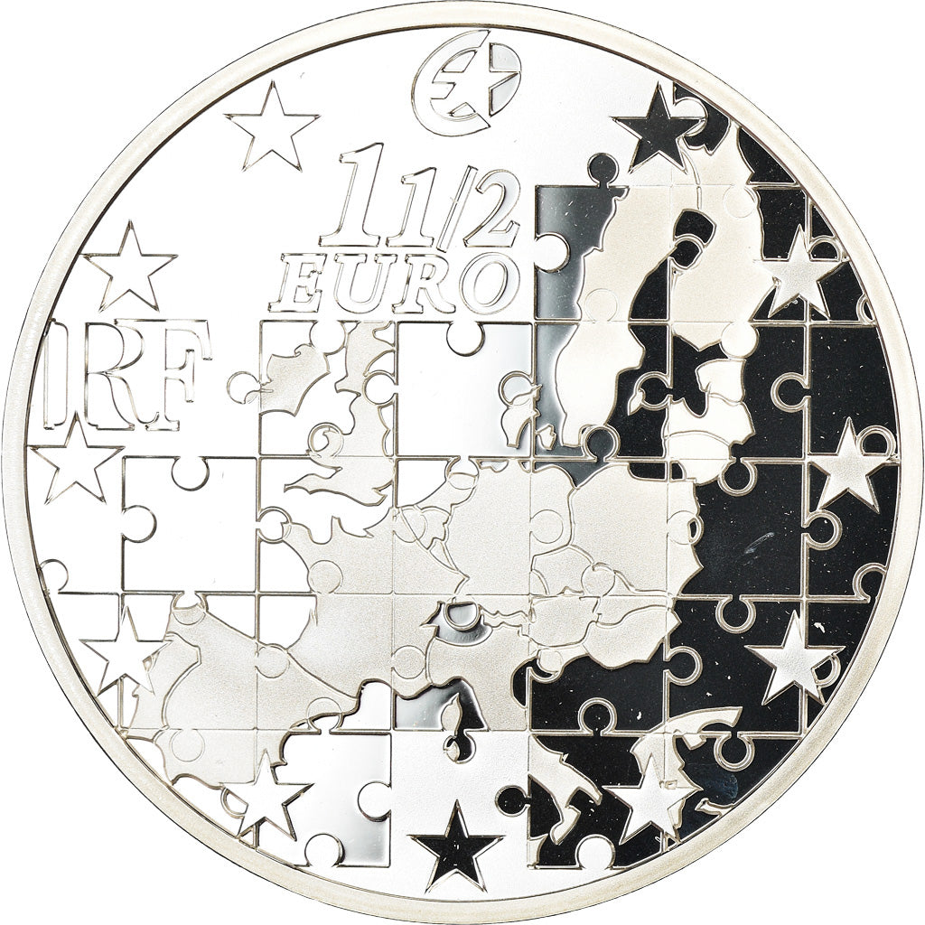 France, 1-1/2 Euro, European Union Expansion, 2004, BE, MS(65-70), Silver