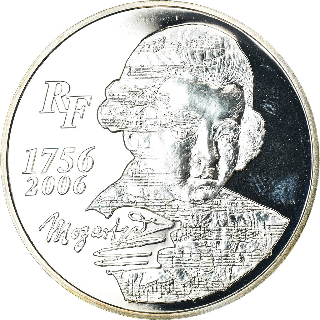 France, 1/4 Euro, Mozart, 2006, BU, MS(65-70), Silver, KM:2061
