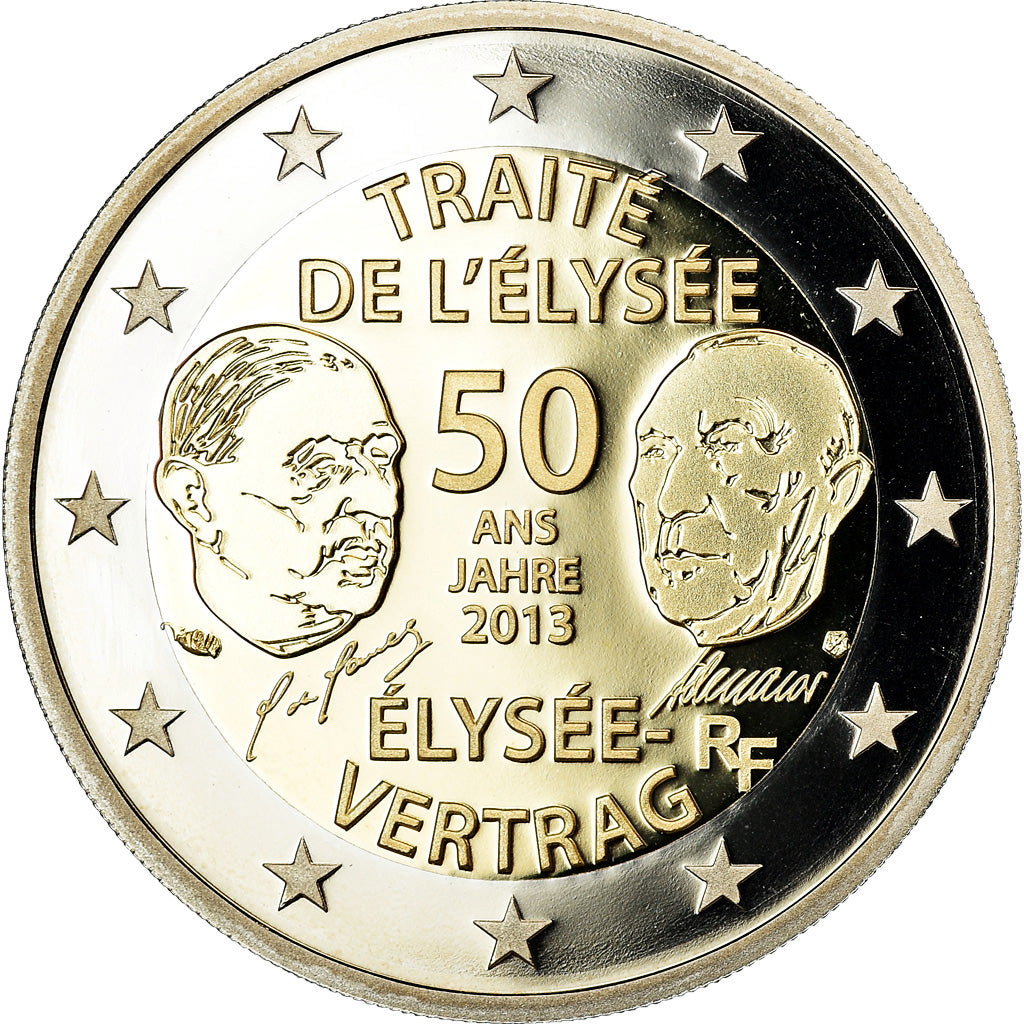 France, 2 Euro, Traité de l'Elysée, 2013, BE, MS(65-70), Bi-Metallic