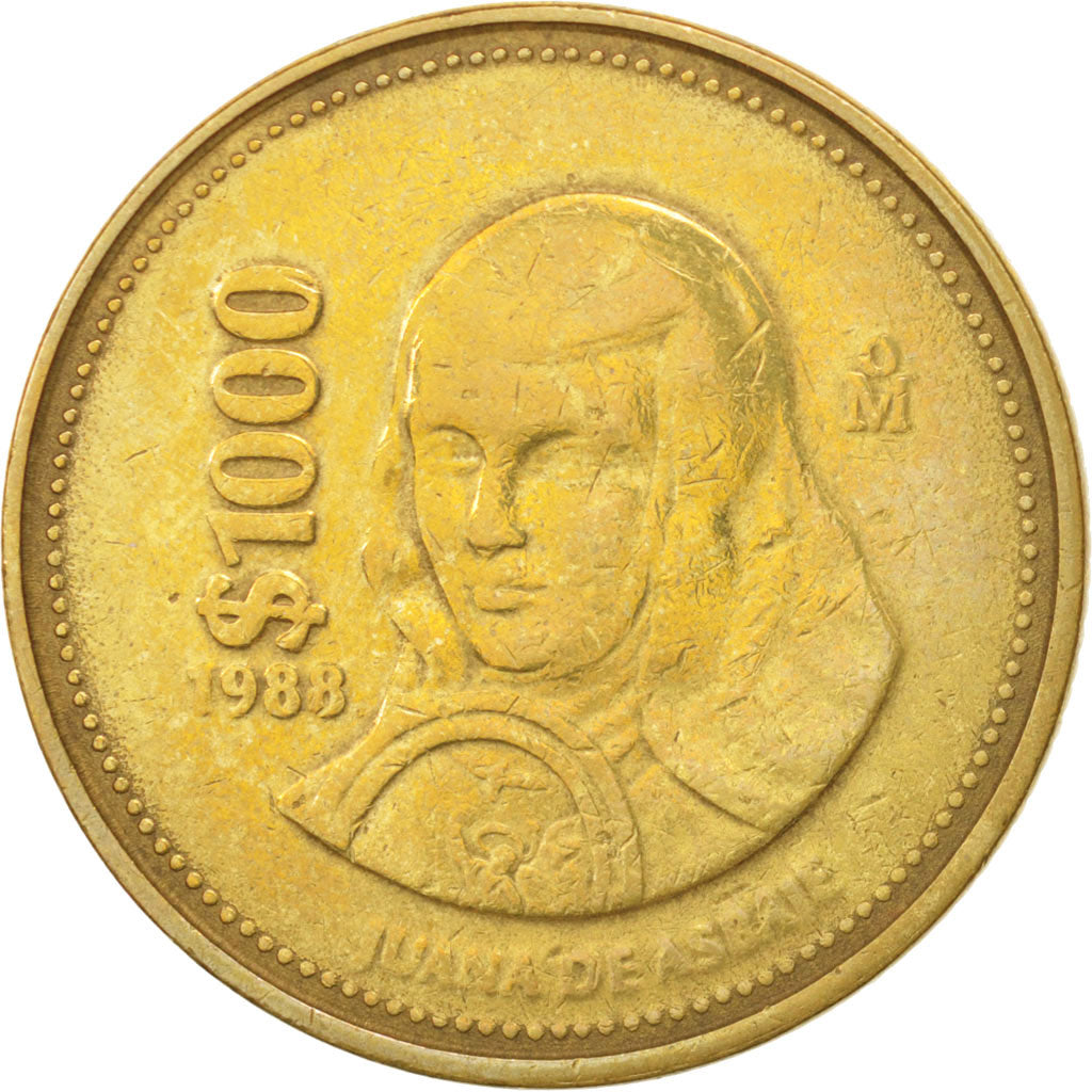Mexico, 1000 Pesos, 1988, Mexico City, EF(40-45), Aluminum-Bronze, KM:536