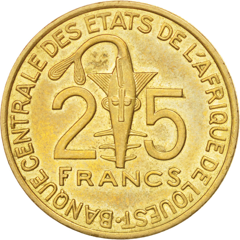 West African States, 25 Francs, 2004, AU(55-58), Aluminum-Bronze, KM:9