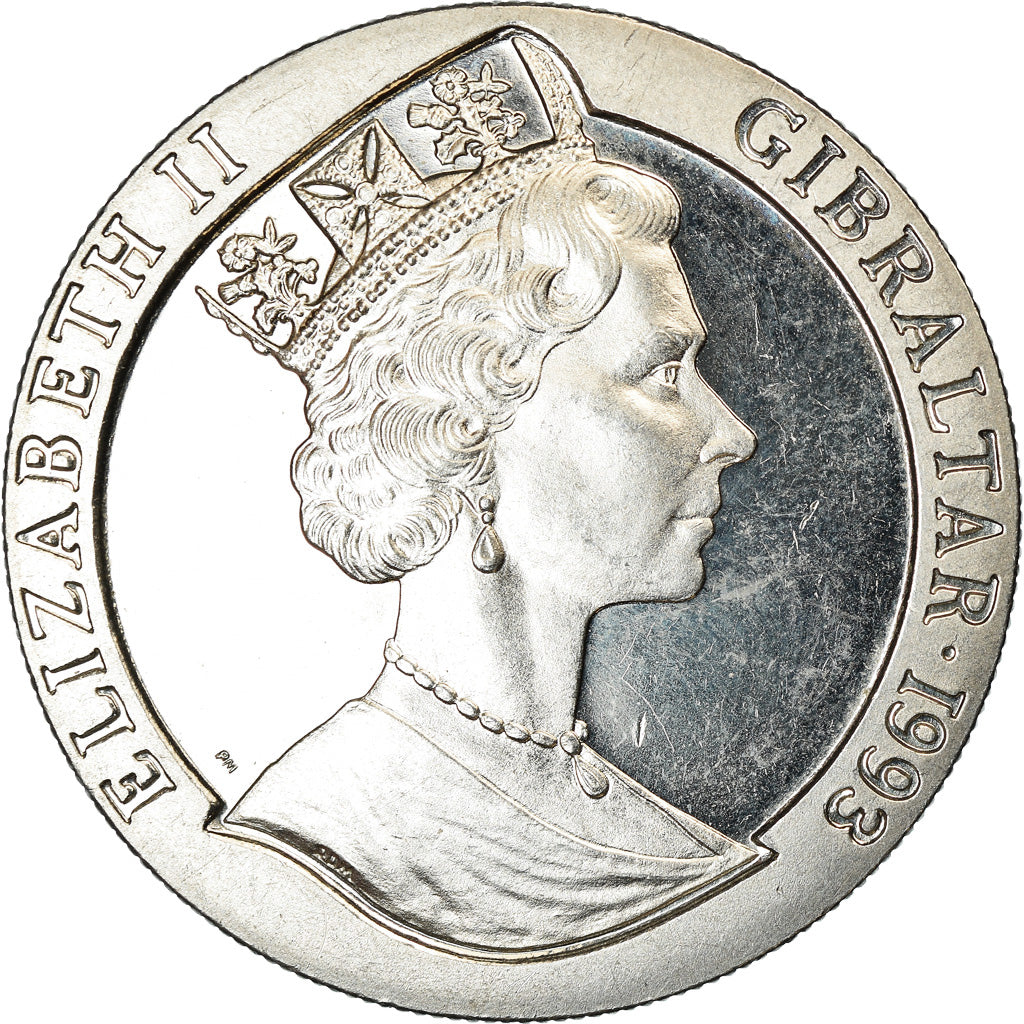 Coin, Gibraltar, Elizabeth II, Crown, 1993, AU(50-53), Silver, KM:116a