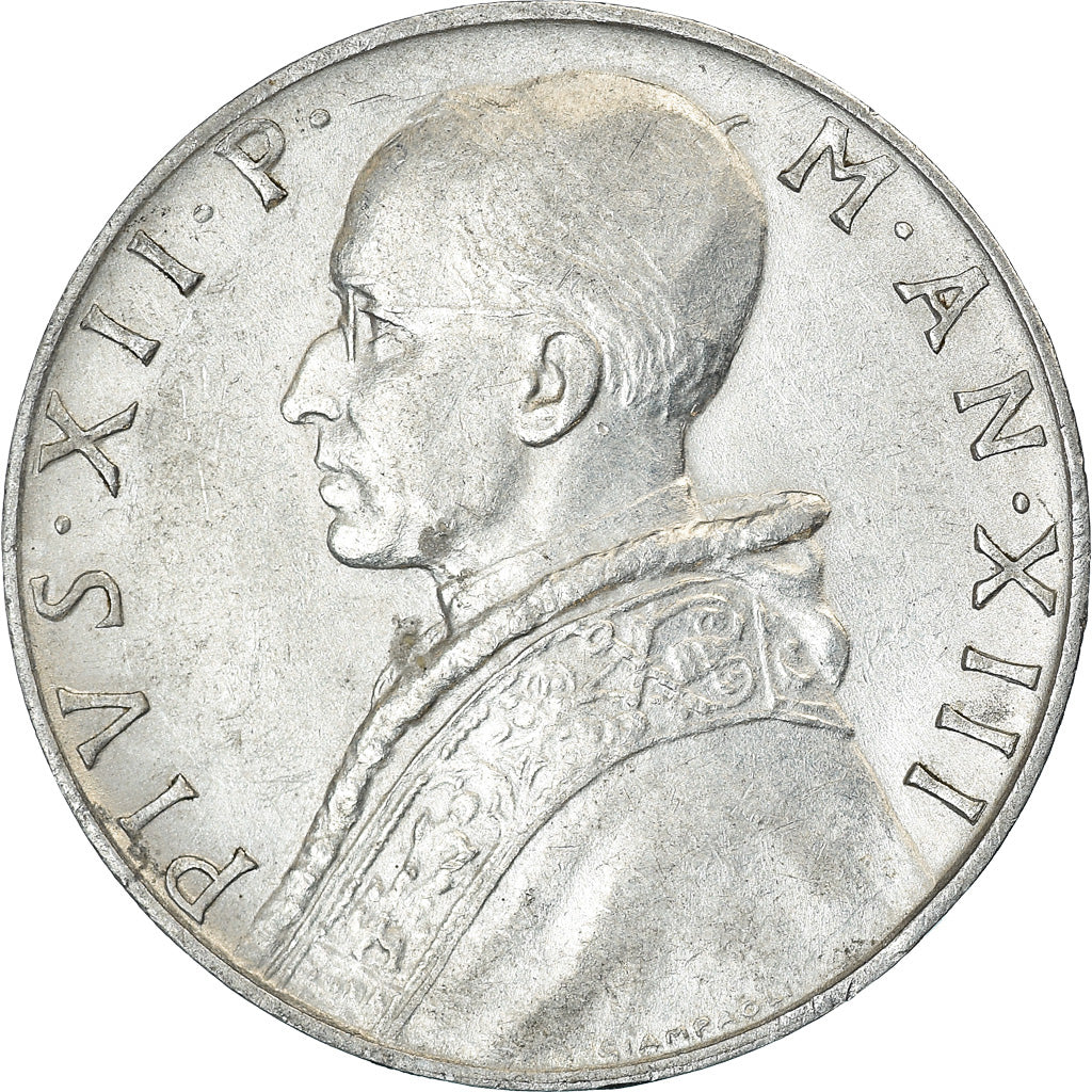 Moneta, CITTÀ DEL VATICANO, Pius XII, 10 Lire, 1951, MB+, Alluminio, KM:52.1