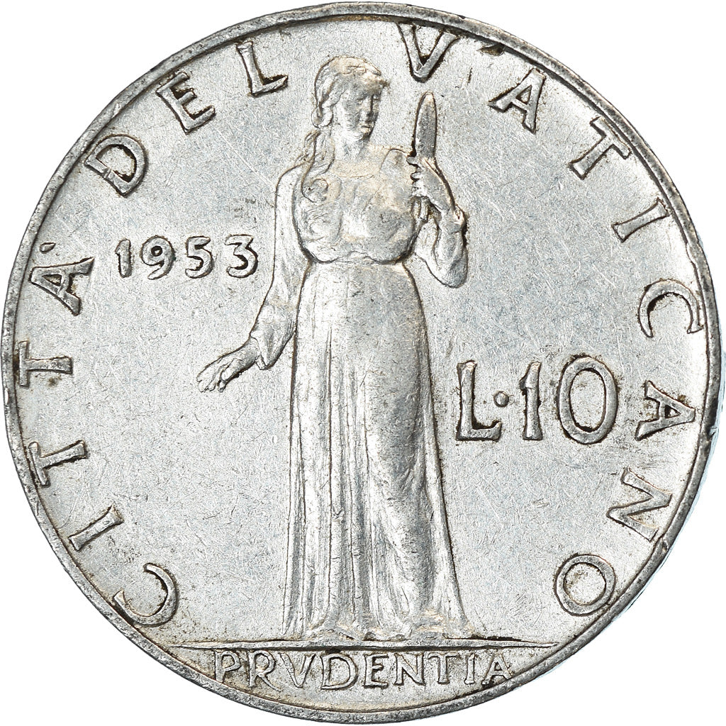 Moneta, CITTÀ DEL VATICANO, Pius XII, 10 Lire, 1953, Roma, MB+, Alluminio