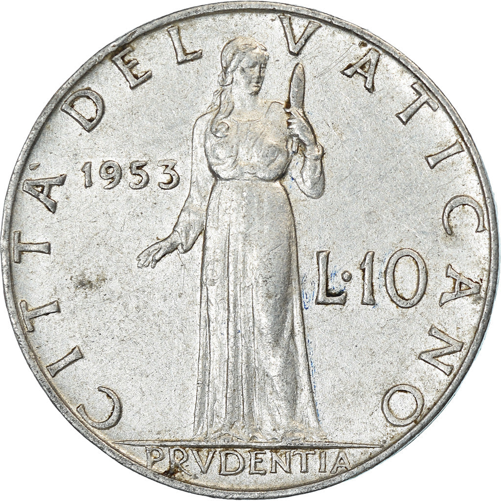 Moneta, CITTÀ DEL VATICANO, Pius XII, 10 Lire, 1953, Roma, MB, Alluminio