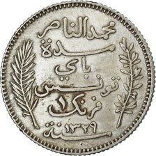 Monnaie, Tunisie, Muhammad al-Nasir Bey, Franc, 1911, Paris, TTB+, Argent