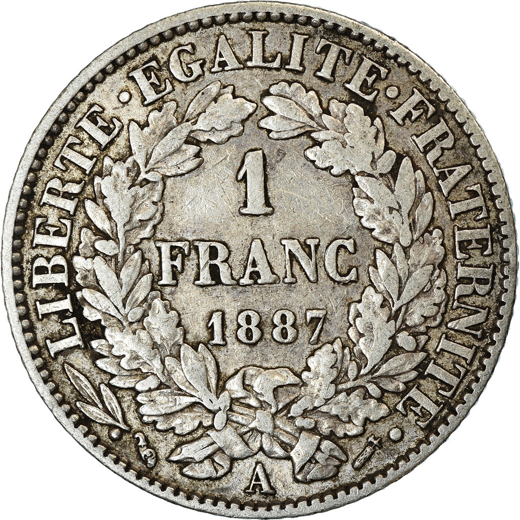 Monnaie, France, Cérès, Franc, 1887, Paris, TB+, Argent, Gadoury:465a
