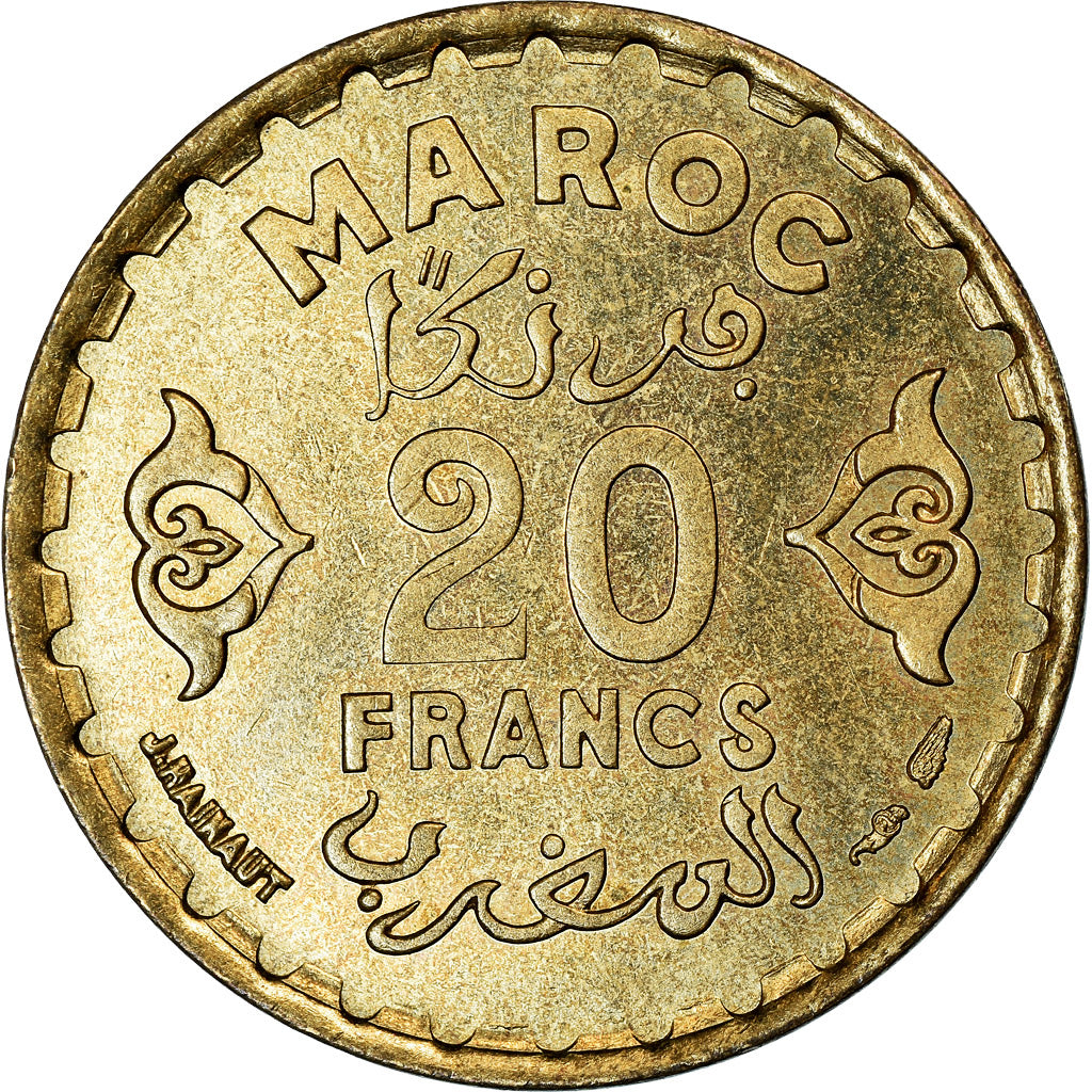 Monnaie, Maroc, Mohammed V, 20 Francs, 1951, Paris, SUP, Aluminum-Bronze, KM:50