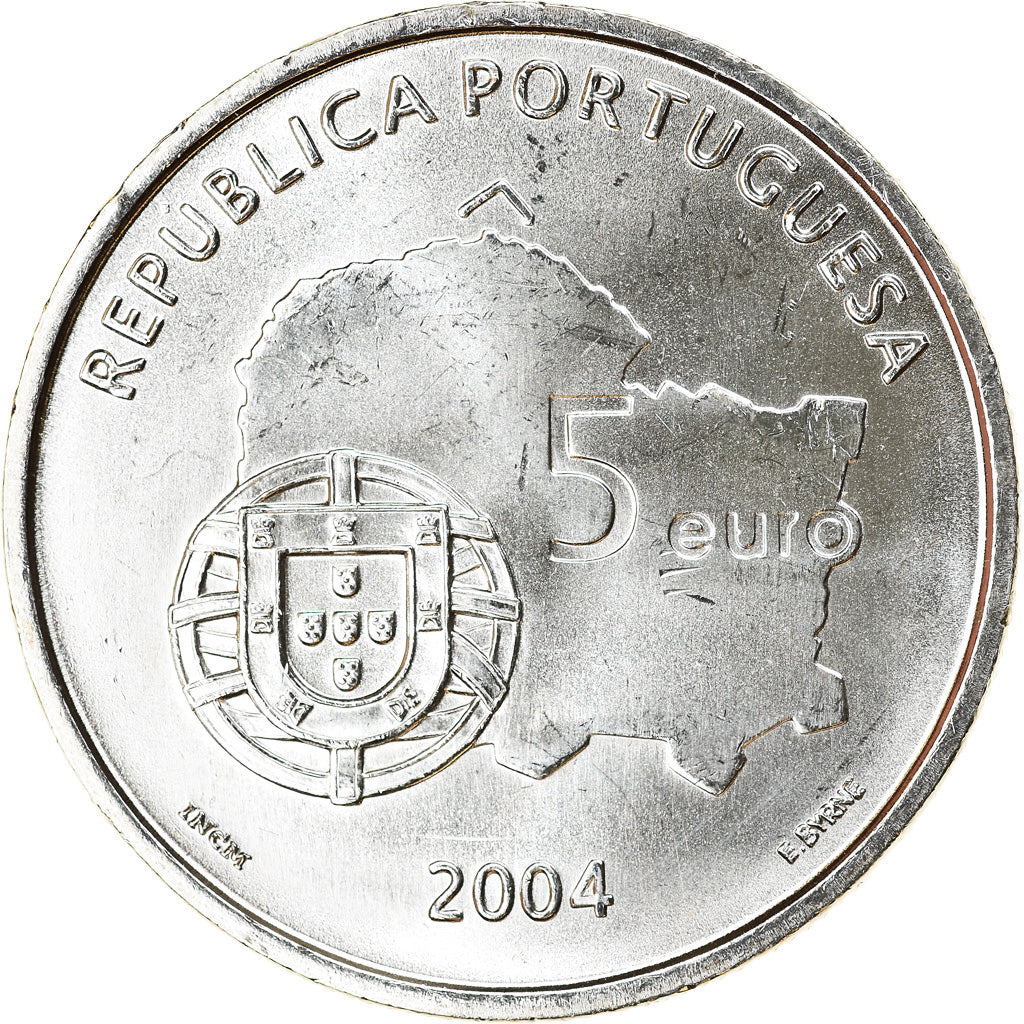 Portugal, 5 Euro, 2004, MS(63), Prata, KM:755