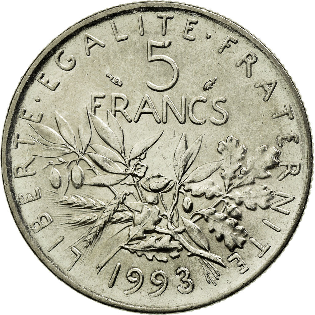Coin, France, Semeuse, 5 Francs, 1993, Paris, MS(60-62), Nickel Clad