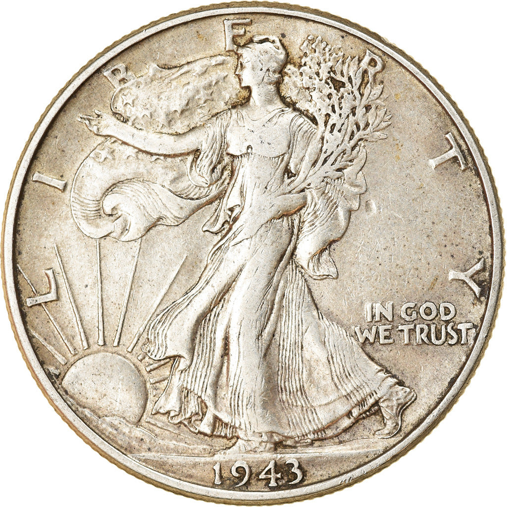 Coin, United States, Walking Liberty Half Dollar, Half Dollar, 1943, U.S. Mint