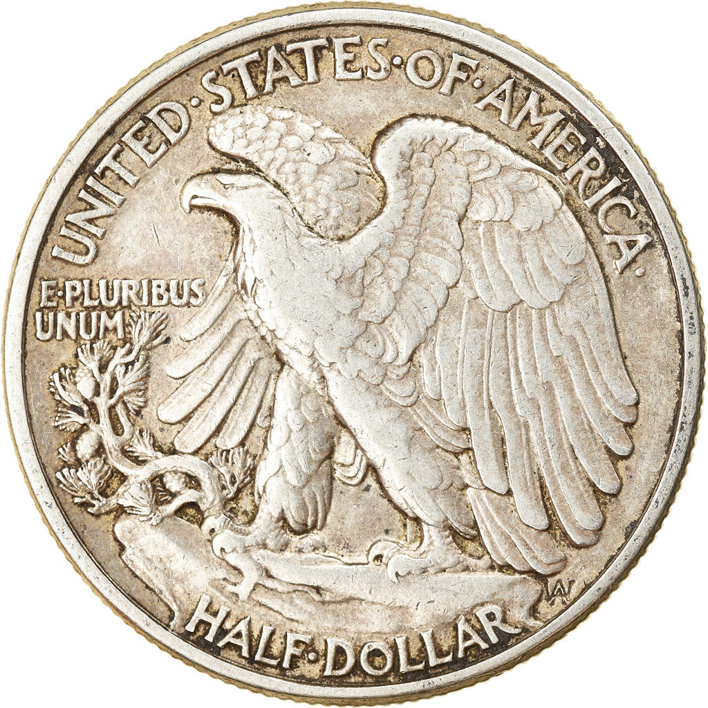 Coin, United States, Walking Liberty Half Dollar, Half Dollar, 1943, U.S. Mint