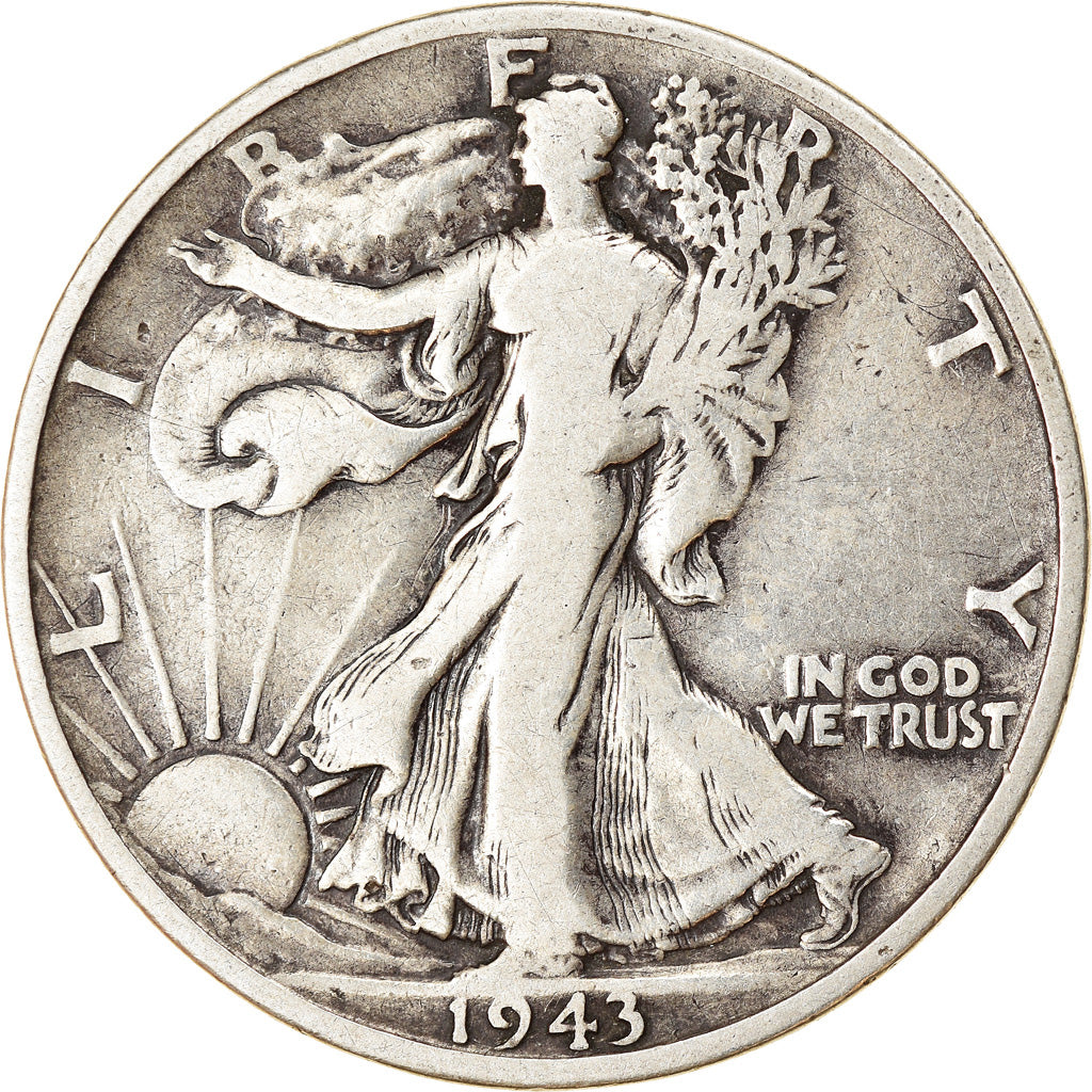 Coin, United States, Walking Liberty Half Dollar, Half Dollar, 1943, U.S. Mint