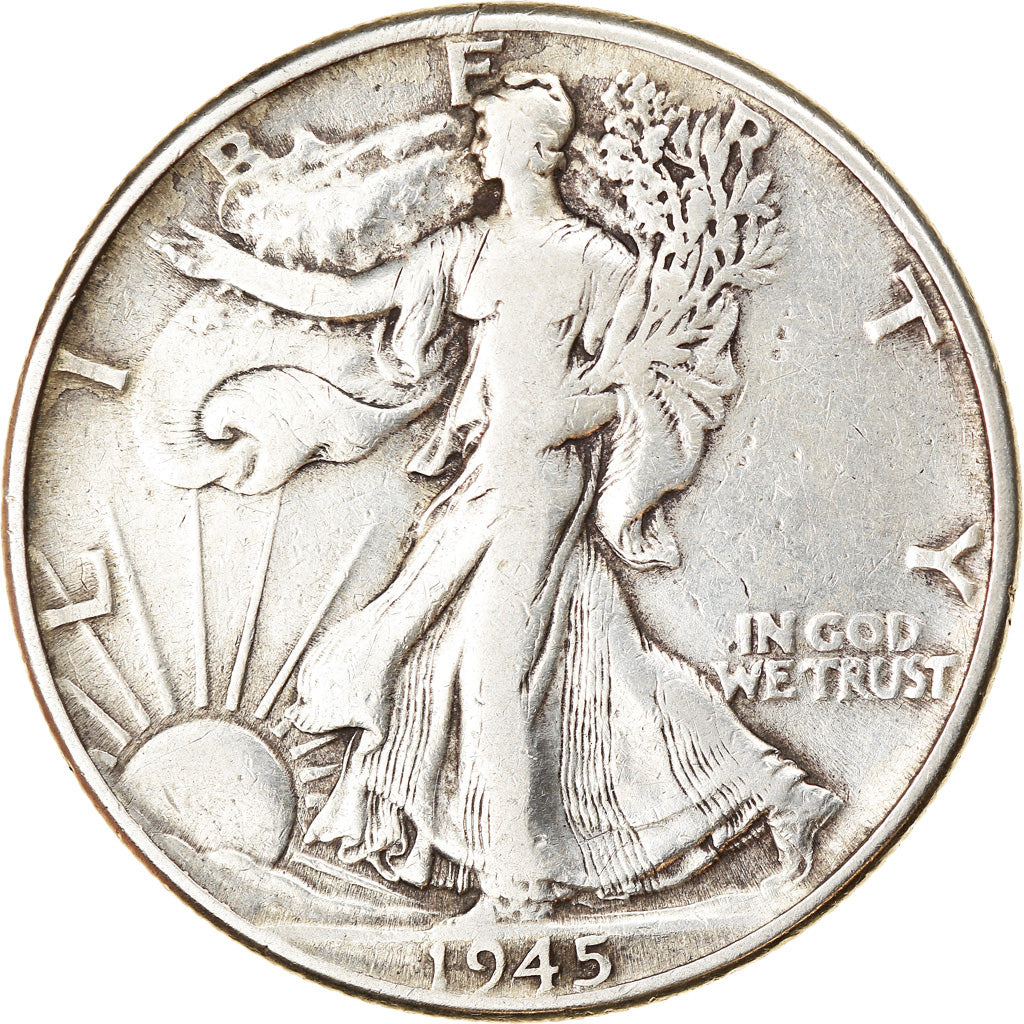 Coin, United States, Walking Liberty Half Dollar, Half Dollar, 1945, U.S. Mint